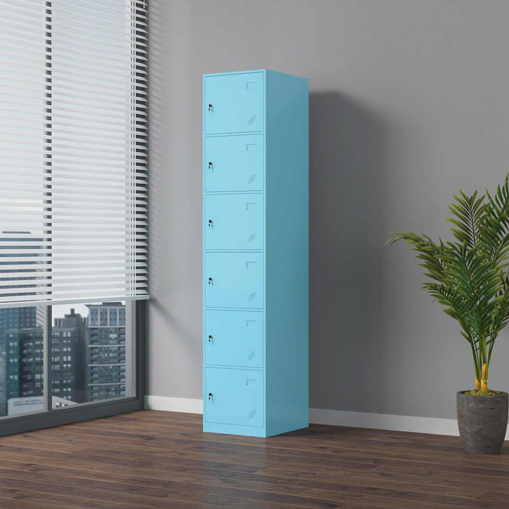 6 Compartment Metal Storage Locker Cabinet 
